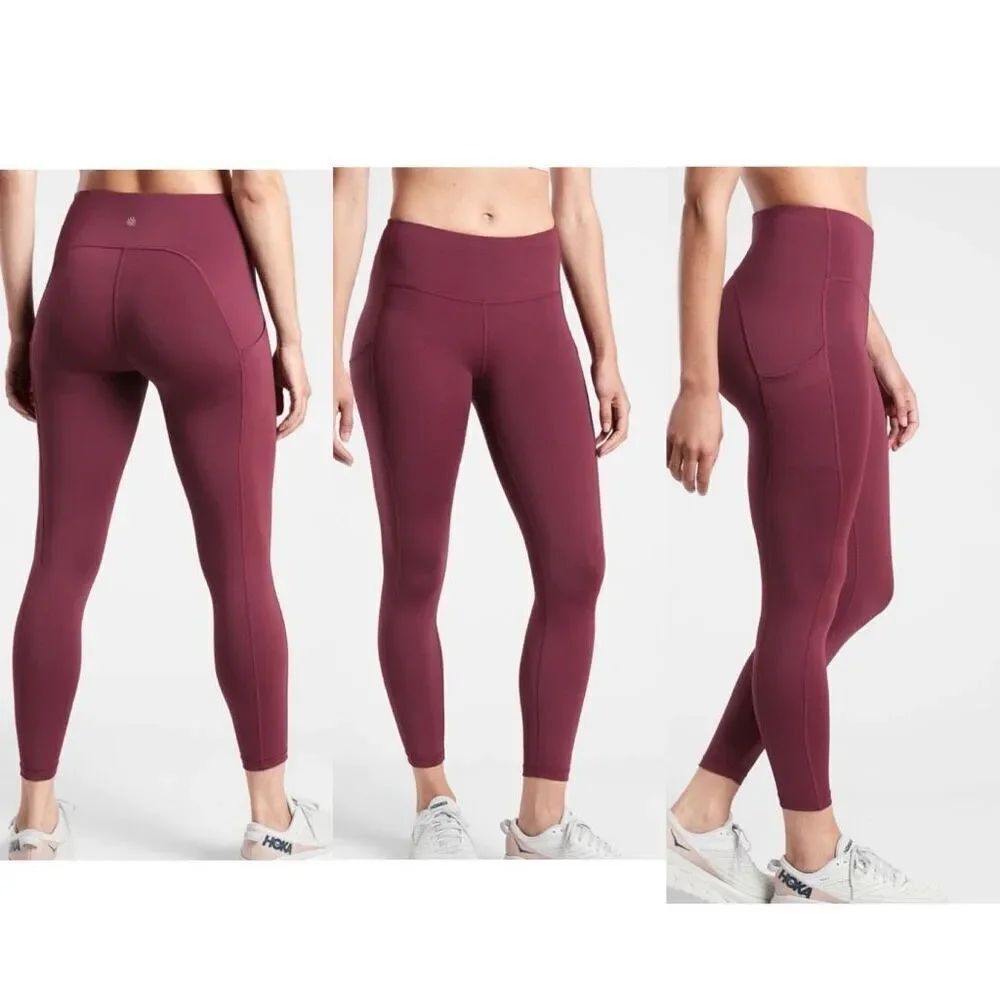 Athleta Ultimate Stash Pocket 7/8 tight size large maroon